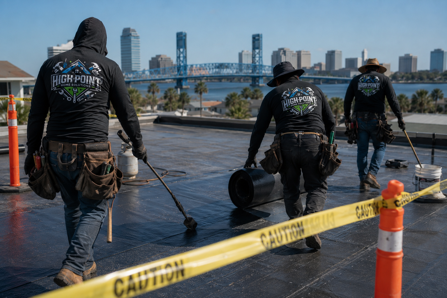 High Point image from the existing website, showing roof workers against the Jacksonville skyline